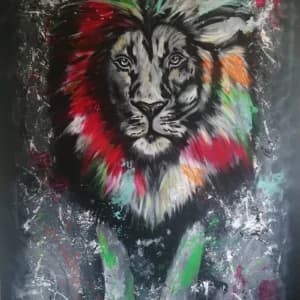 Cuadro Decorativo León Pintura Acrílica - imagen 1